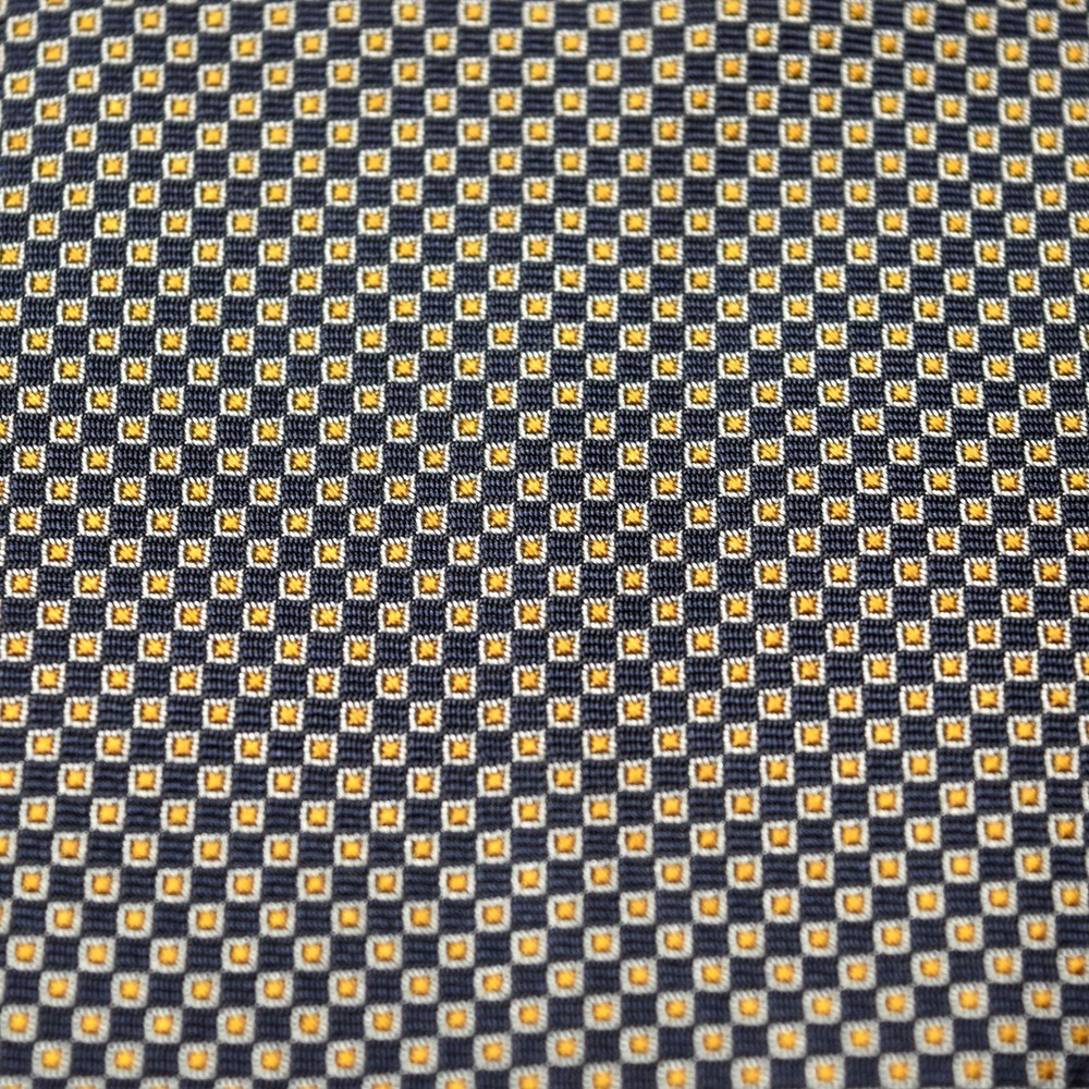 Polo Ralph Lauren Vintage 100% Silk Tie Navy Blue Gold Silver Geometric - Italy - Picture 5 of 9